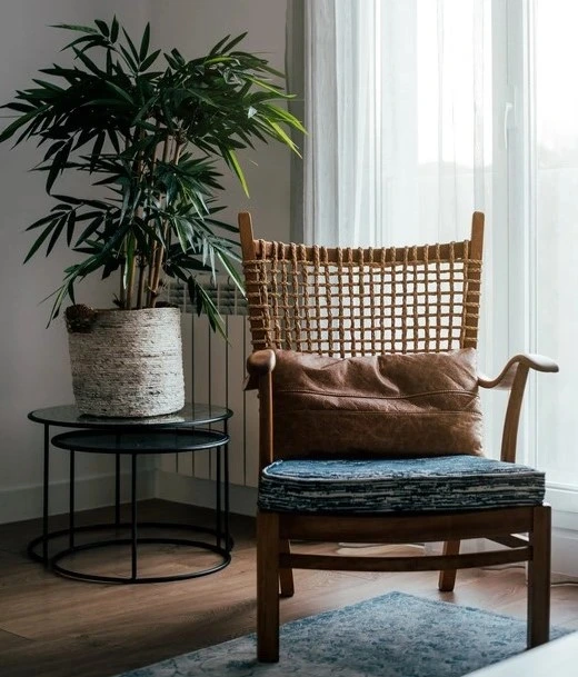dubai cushions wooden chair with brown and blue cushions