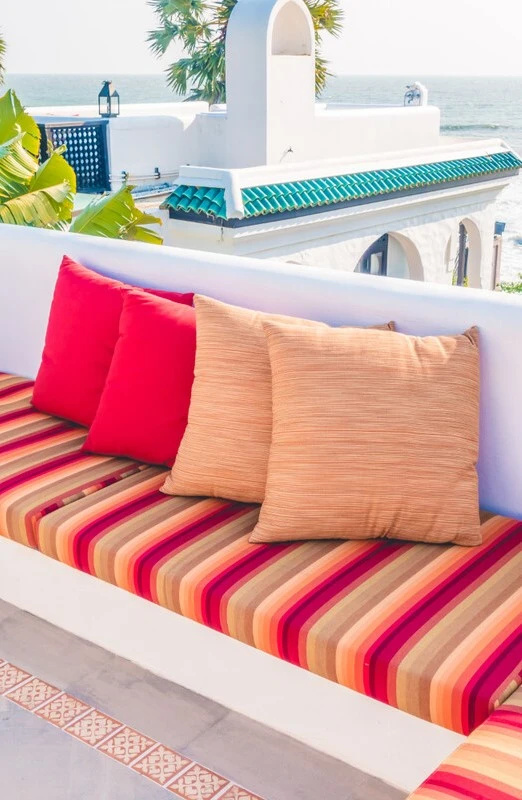 outdoor cushions with different shades of colors